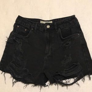Top Shop Black jean mom distressed shorts